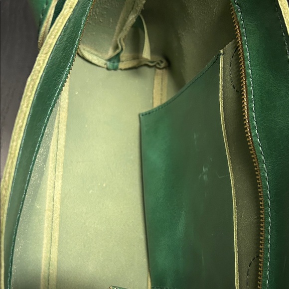PORTLAND LEATHER Large Raindrop Rainstorm Crossbody Tote, Cowboy Mint - Picture 9 of 10